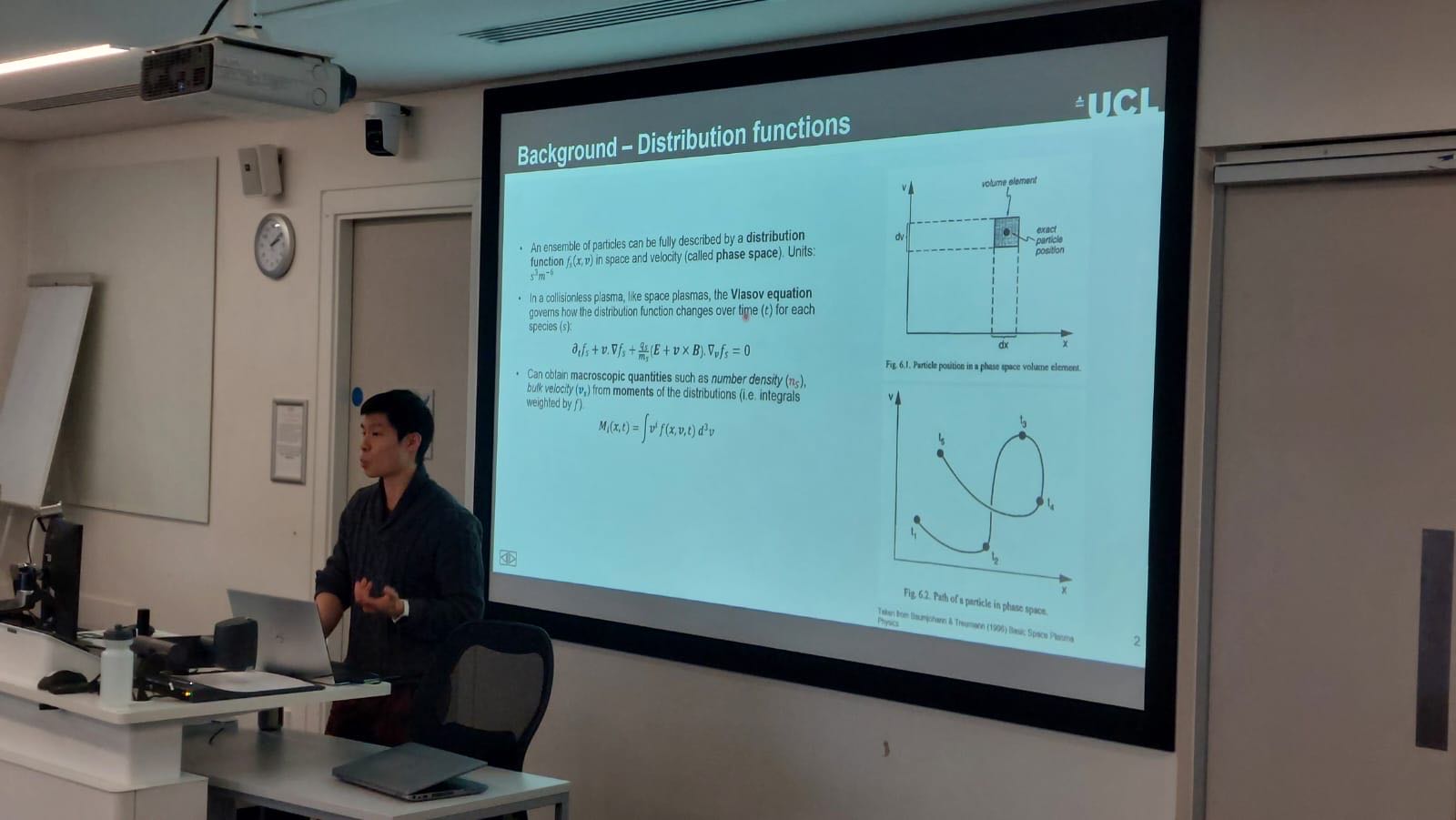 Matthew Cheng speaking at QMUL Space Plasma Event 2023.